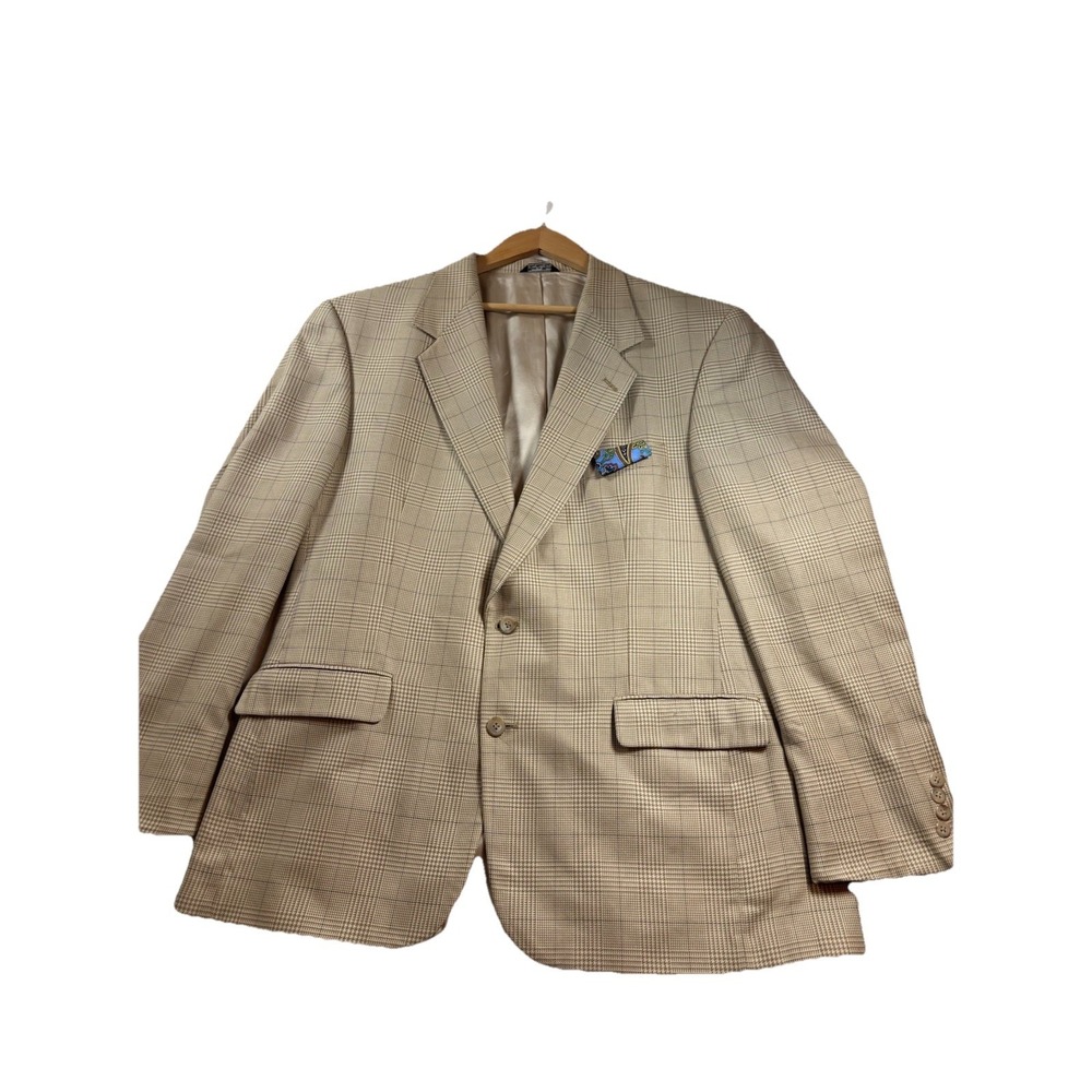 ALEXANDER JULIAN Mens 44R Windowpane Houndstooth Wool Sport‎ Coat Jacket READ
